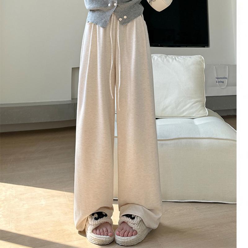 Curved Pocket Glutinous Rice Pants for Women's New Autumn and Winter Slim and Lazy Straight Pants Casual Plus Velvet Wide-leg Pants