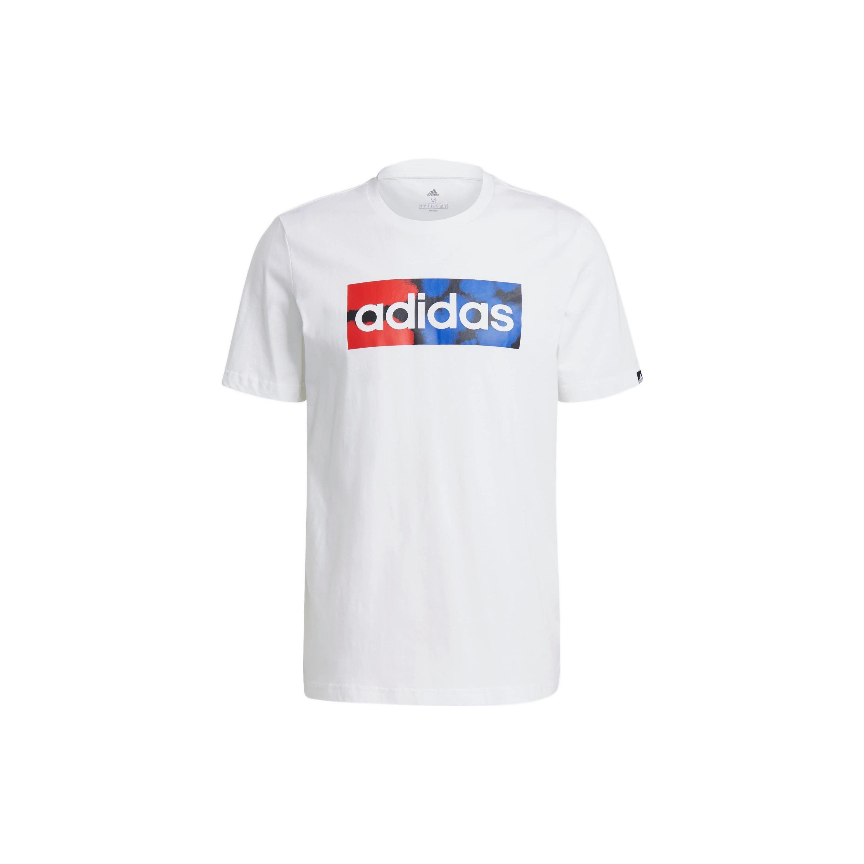 Men s adidas Alphabet Logo Printing Round Neck Pullover Short Sleeve White T-Shirt GL3253 XXL
