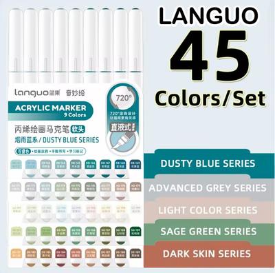 LANGUO 207/9 Colors Direct Liquid Acrylic Art Markers Paint Pens Brush Marker for Painting DIY School Art Supplies Stationery