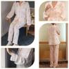 Saeda Cotton Loose Long Sleeves and Easy to Move Loungewear Set for and Winter Alphabet Women's 100% Pajamas, Open-Front, Skin-Friendly, Double-Layer