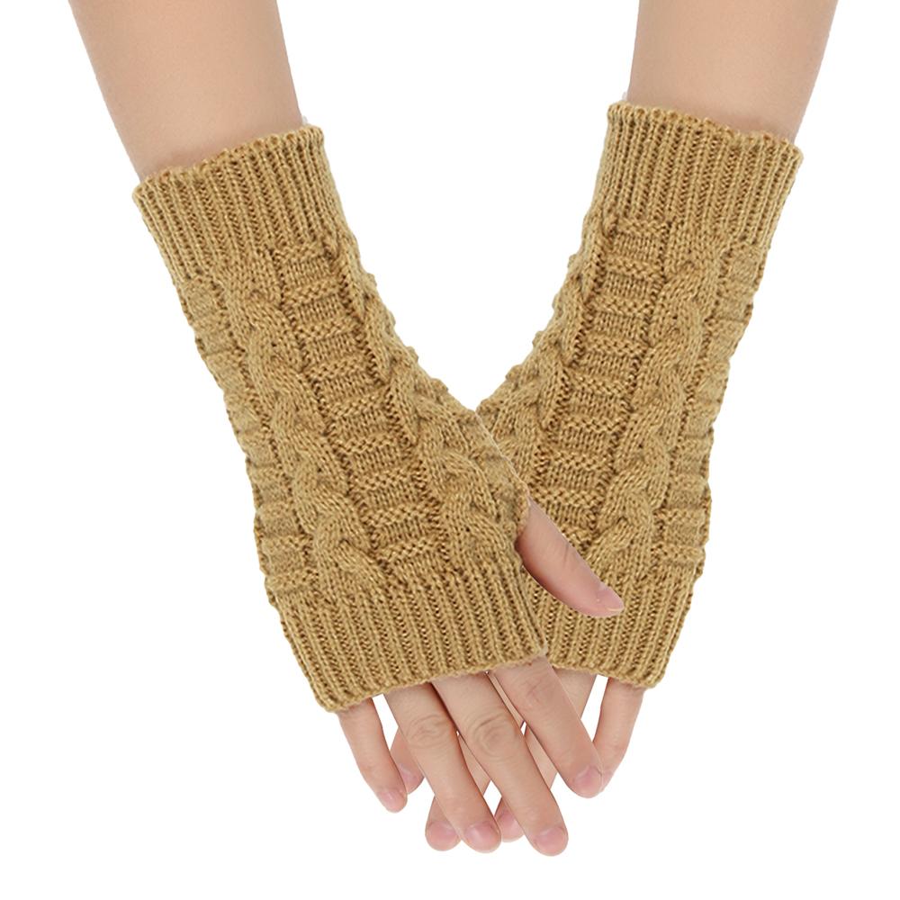 Winter Wrist Arm Mittens Knitted Hand Warmer Fashion Fingerless Ladies Gloves  for Women