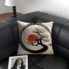 Chinese Ink Painting Style Pillow Case Natural Linen Organic Fabric Double-Sided Printing Sofa Home Decor Gift Cushion Cover