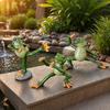 Yousheng Kung Fu Frogs Resin Sculpture, Outdoor Garden & Desktop Decor with Realistic Details, Weatherproof Handcrafted Ornament for Patio, Pond, Home