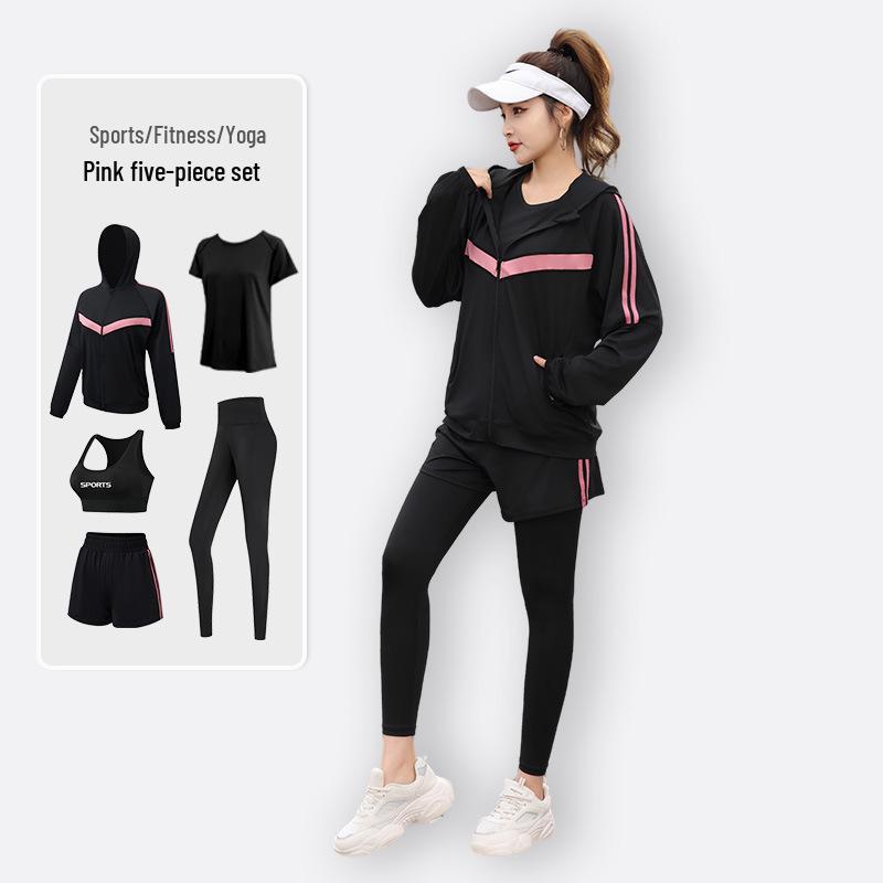 

Костюм для йоги и фитнеса больших размеров: Комплект из пяти предметов для похудения с контролем живота, свободного кроя, для бега и спортзала, подходит до 200 фунтов. XL