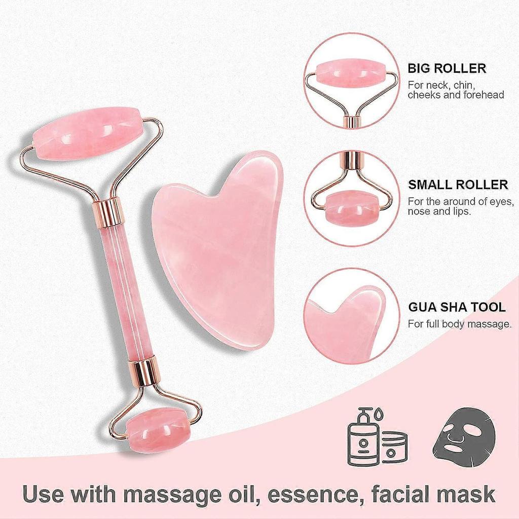 Set de Instrumente de Masaj Facial cu Role de Jad și Gua Sha, Kit de Îngrijire a Pielii din Piatră Naturală, Răzuire Facială pentru Reducerea Umflăturilor și Ridurilor - Verde