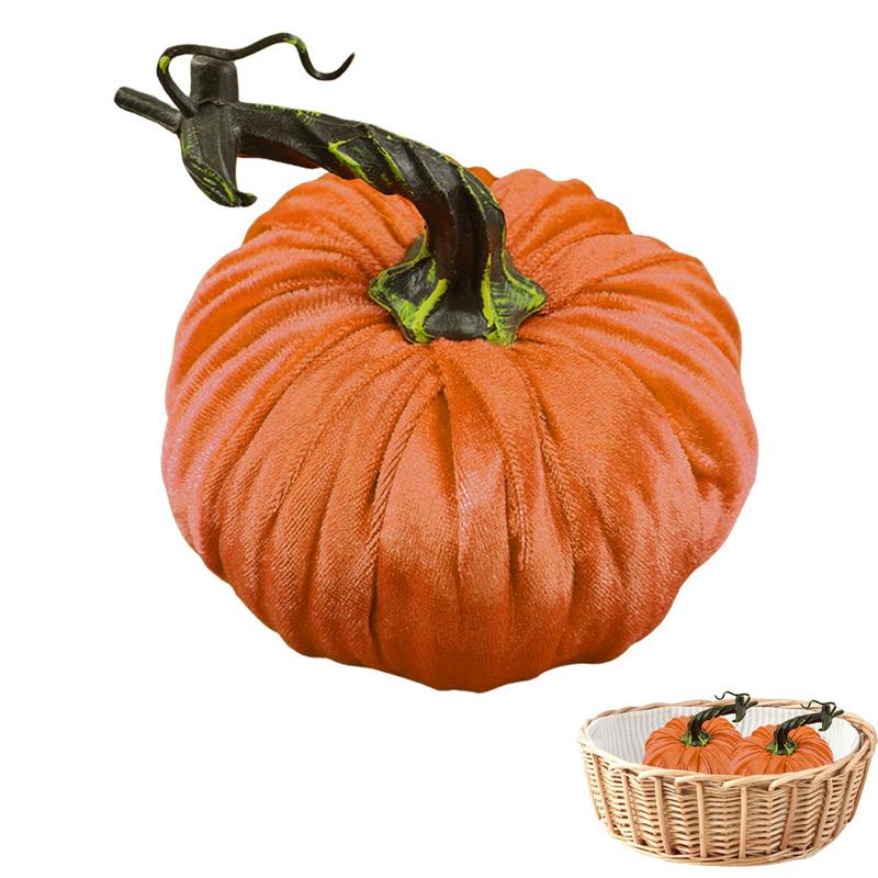 2025 Handmade Velvet Pumpkins Halloween Fall Harvest Vegetable Artificial Simulation Pumpkins Decoration For Garden Yard