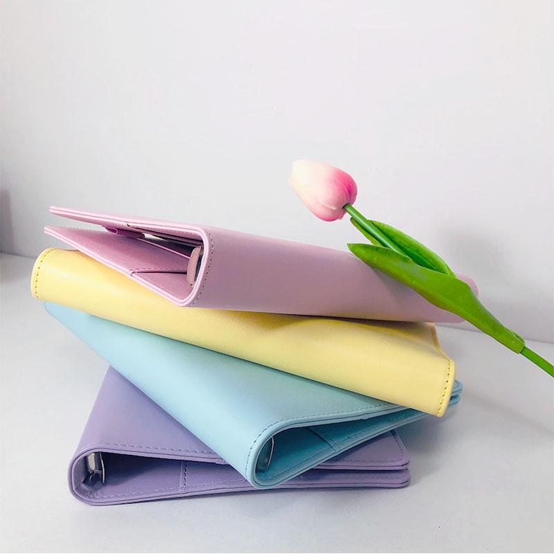 A5 Macaron Solid Color PU Leather Loose-Leaf Notebook Planner - Simple Business Style