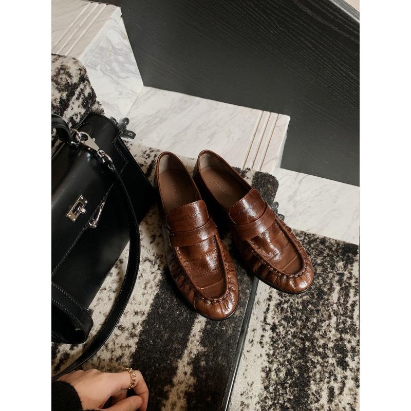 

Ретро нишевые туфли из коровьей кожи с тиснением под крокодила, на толстом каблуке, одинарные, универсальные кожаные британские маленькие кожаные туфли на плоской подошве 40