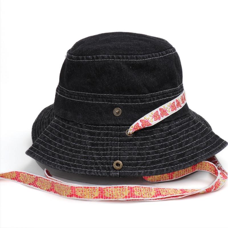 Outdoor bow knot fisherman hat women's fashionable washed denim hat hiking caps