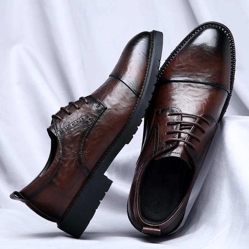 Мужские кожаные туфли на шнуровке — фото 3