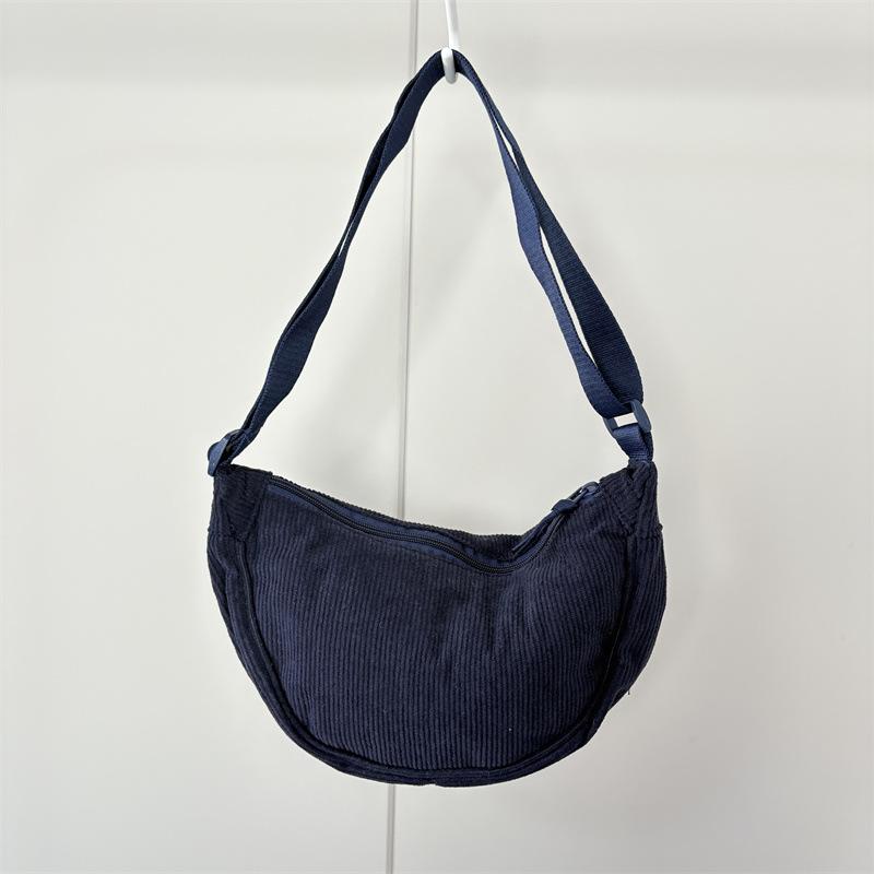 Solid Color Corduroy Women's Hobos Shoulder Bag Retro Casual Female Crossbody Bags Ladies Daily Travel Handbags Messenger Bag