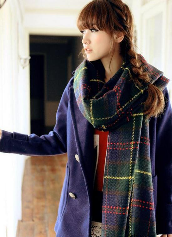 Warm Women s Autumn & Winter Tassel Jacquard Scarf – Versatile Colorful Diamond Plaid Shawl Over 175cm