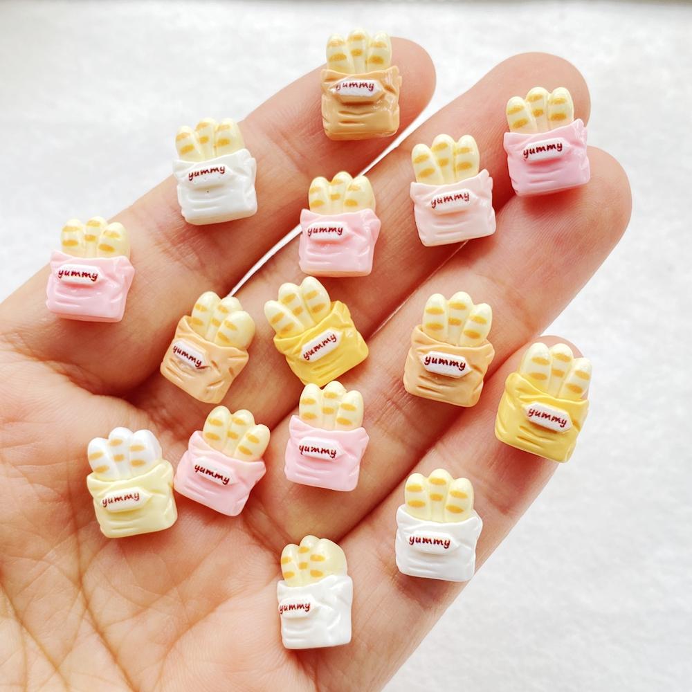 

30Pcs Cute Mini Cartoon Colorful Bread Nail Art Resin Designer Charms DIY Craft For Nail 3D Decorations Jewelry