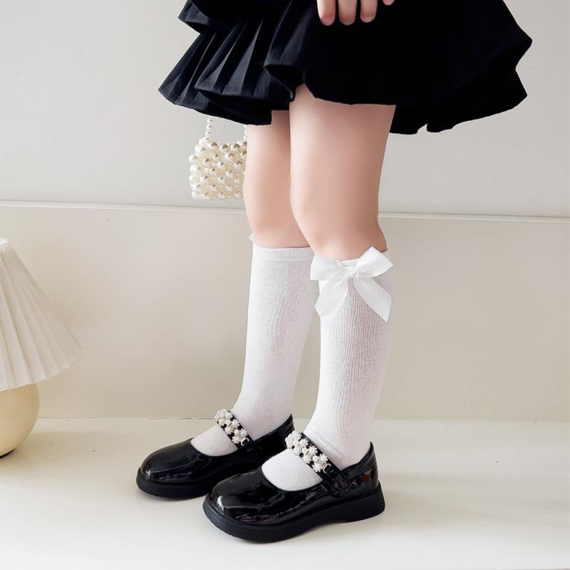 Baby Knee High Socks with Bow Knit Toddler Girl Dress Socks Cotton Tube Long Socks for Baby Newborn Infant
