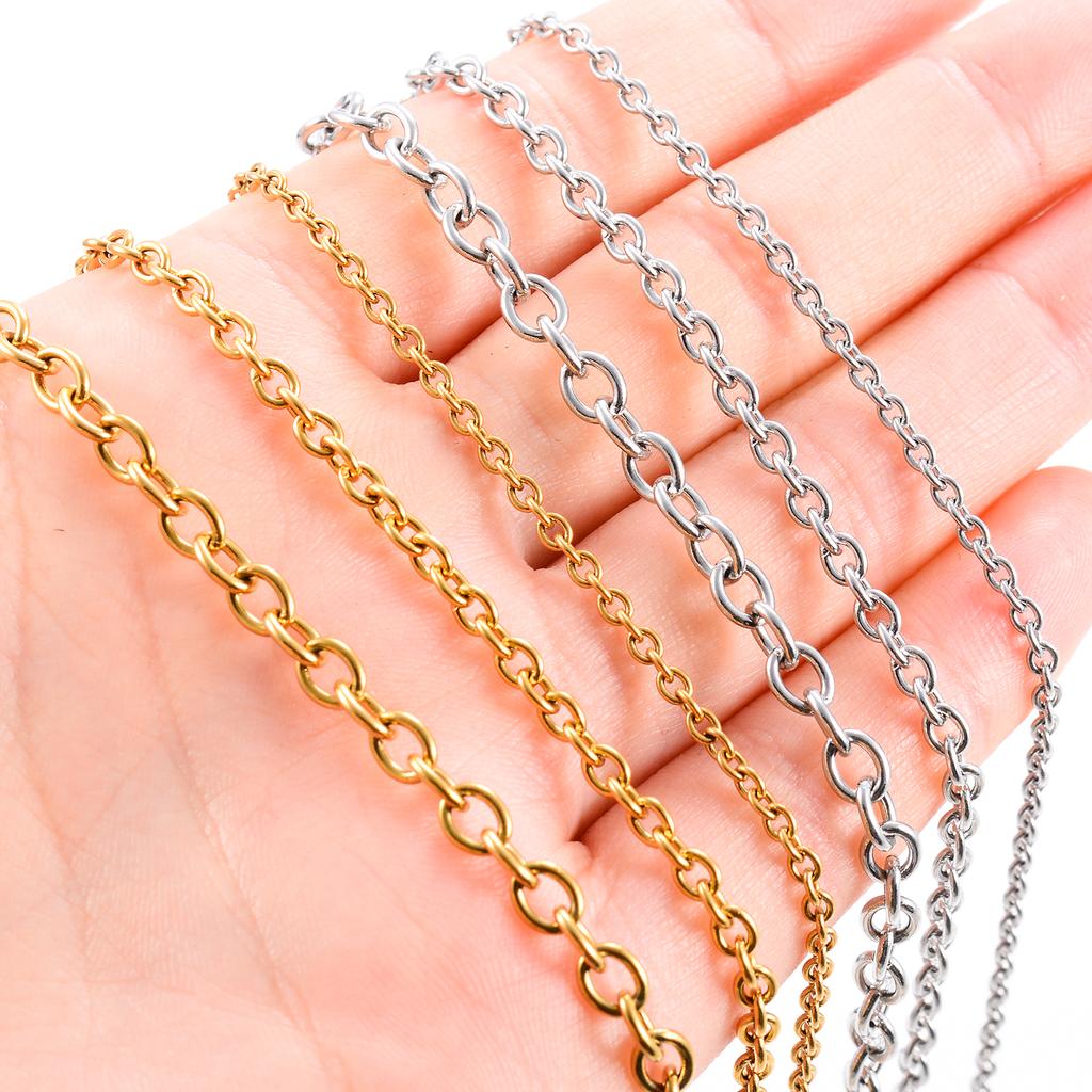 Larghezza 1,5/1,9/2,3/4,2 mm Acciaio Inossidabile Maglia Rolo Catena O Colore Oro Collana Metallica Per Donne Gioielli da Uomo Regalo
