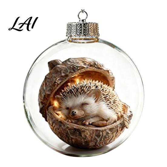 Decorative Xmas Tree Pendants Glowing Christmas Story Ornament Light‑Up Mini Animals Hanging Ball Ornament with Warm LED Transparent Balls