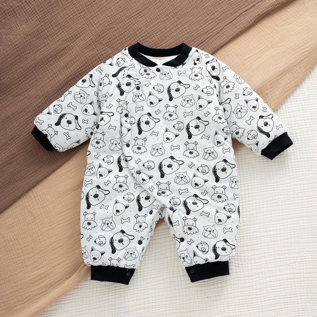 Newborn Boys' Winter Quilted Jacket: Thick, Warm, Stylish Outdoor Jumpsuit