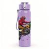 1PC Biker Rider Motorbike Pattern 750ml Color Plastic Sports Water Bottle Leakproof Flip Straw Lid Suitable for Sports Office Home Use