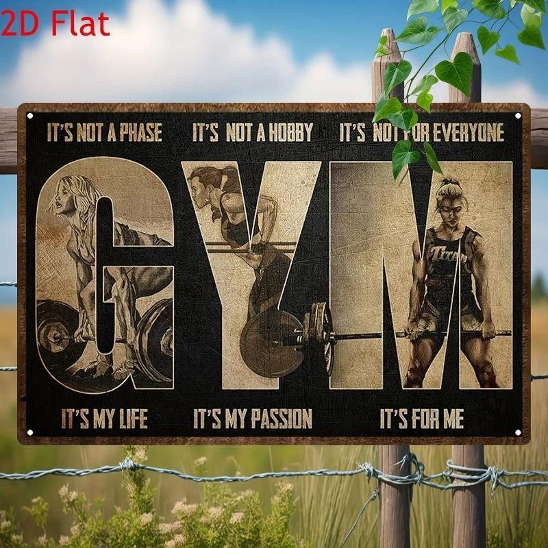 Gym Motivation Metal Tin Sign Fitness Weightlifting Dumbbell Wall Art Decor Home Gym Garage Man Cave Poster Painting
