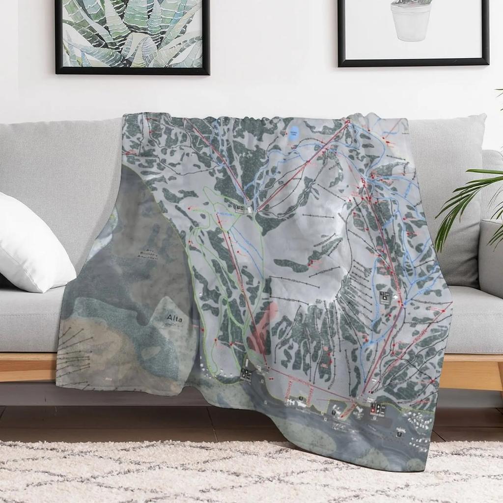 Alta Ski Resort Trail Map Throw Blanket Elegant Warm Throw Blanket for Hotel Home