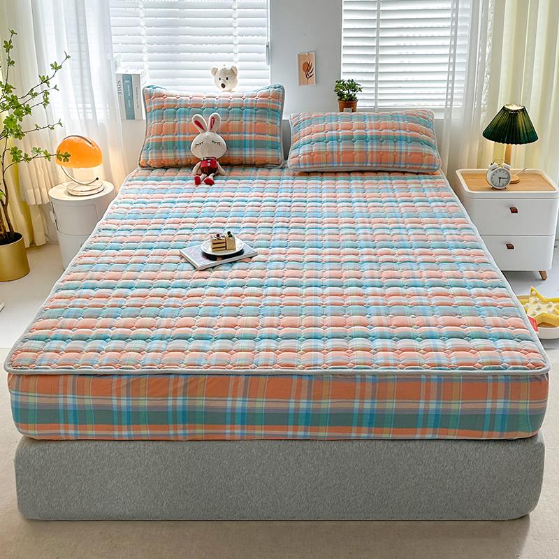Sleeping Grid Skin Friendly Pure Cotton Thick Bed Sheet