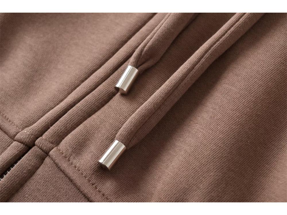 YPFF Trendy Women's Hooded Sweatshirt: Casual Double Zipper Long Sleeve Cardigan for Autumn and Winter