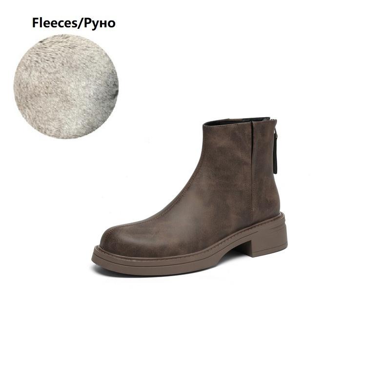 

Мода НОВЫЕ Осенние Женские Ботинки Замшевые Туфли для Женщин Круглый Носок Массивный Каблук Обувь Молния Ботильоны Повседневная Обувь Ботинки Челси 42