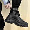 Fashion Fashionable British Style Motorcycle Boots High Top Lace Up Leather Boots 2024 Autumn Winter New Men Ankle Botas