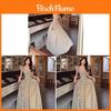 Polyester French Polka Dot Dress For Summer Beach Vacation With Short Princess Sleeves And Slim Fit