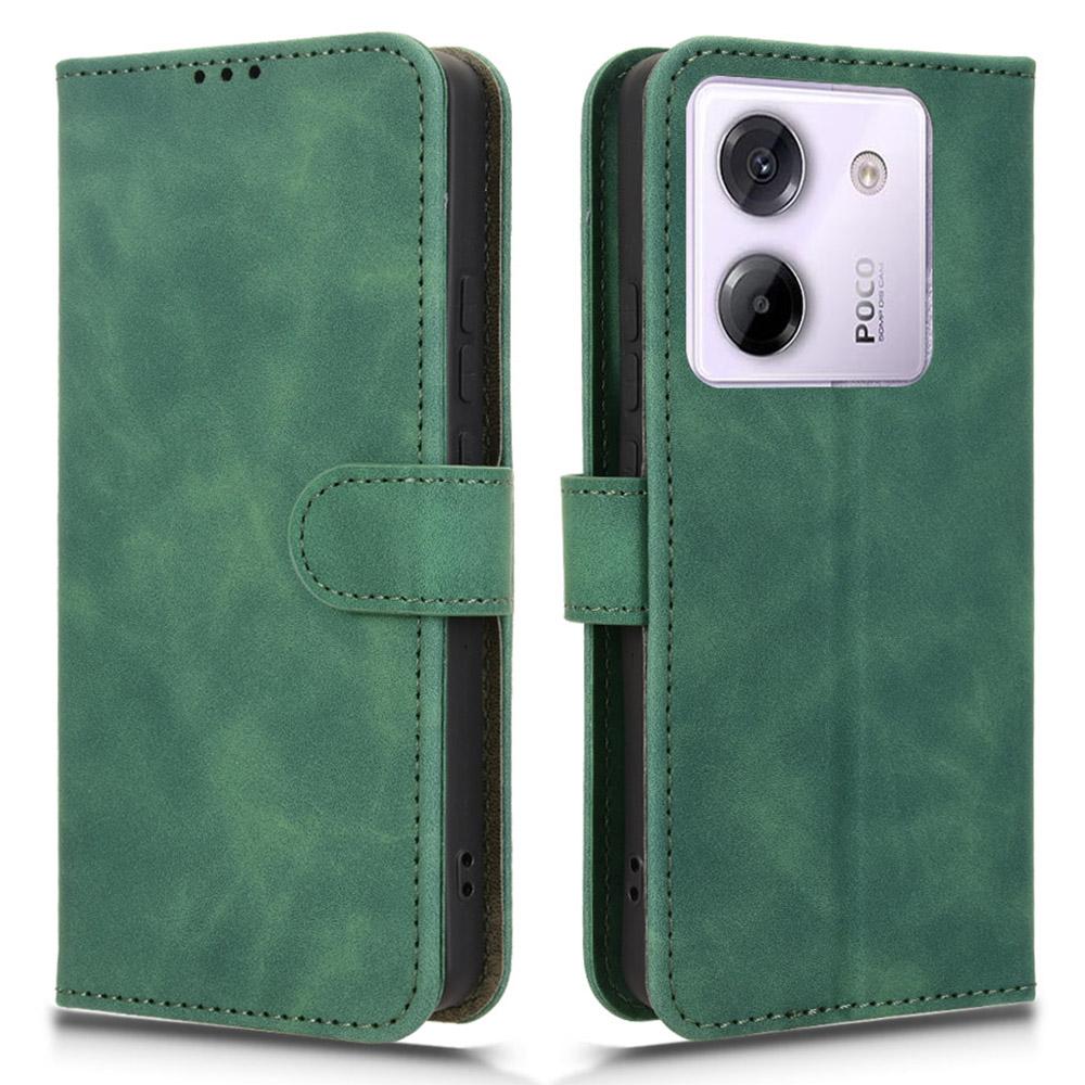 

Для Xiaomi Poco M7 Pro 5G кожаный чехол-книжка с защитой от падений и защитой от ударов Green