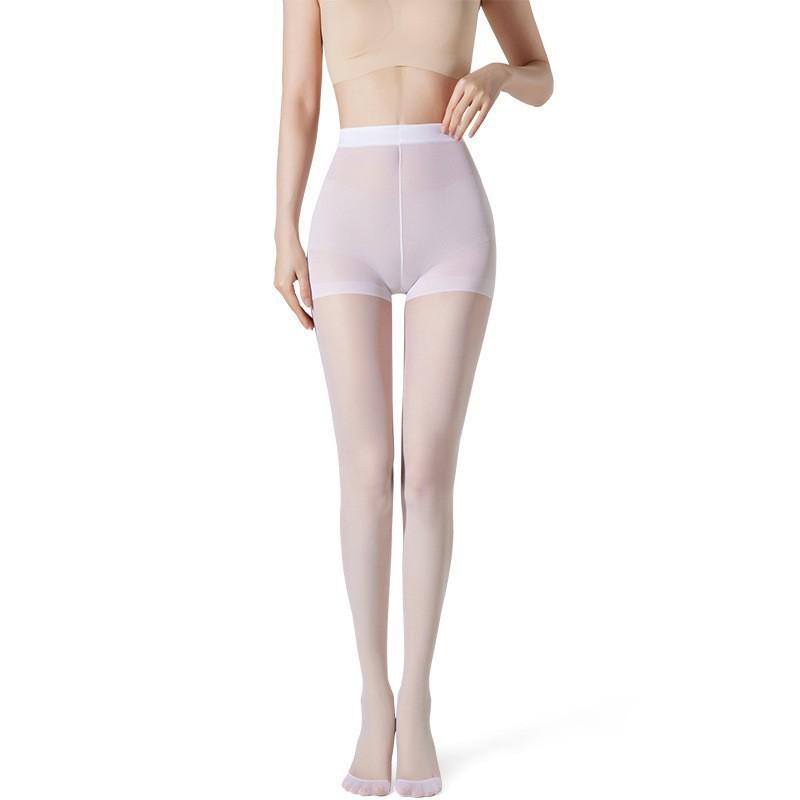 

European and American solid color stockings thin black silk women s thin anti-hook T-file extended stockings large size stockings one-piece stockings straight gear [ 45-60kg ] білий
