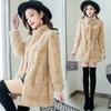 Danish mink imitation fur coat women's winter new thickened woolen large size medium and long mother coat black