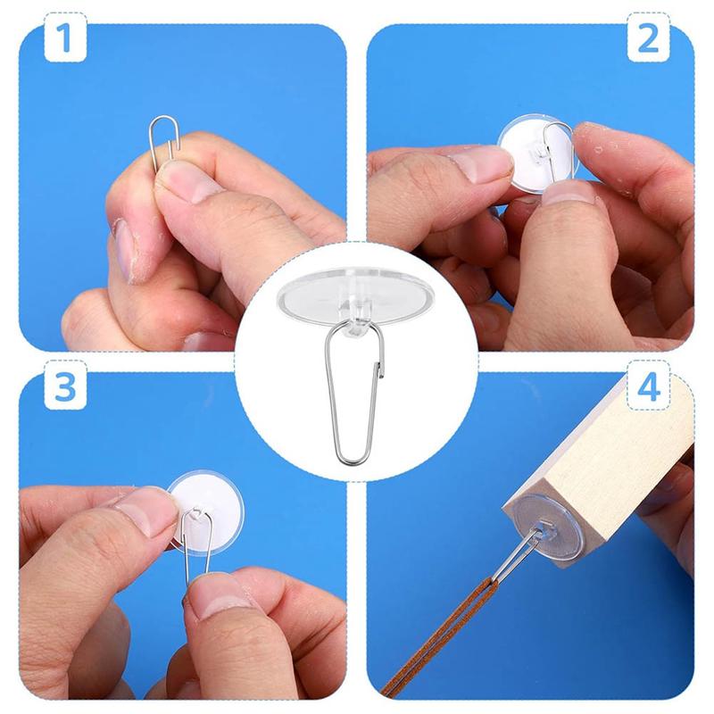 M-Modern-Clear Adhesive Ceiling Hooks 50 Pcs For Hanging No-Drill Sticky Birthday Hook Damage-Free