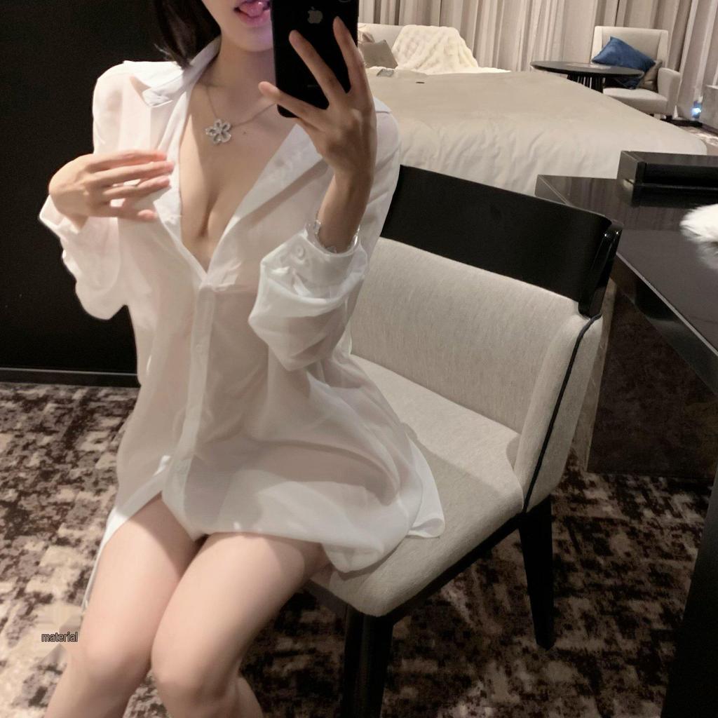 Flirty Lingerie Set: Tempting Nightgown for Small Chest, Mood Enhancing & Easily Removable Shirt