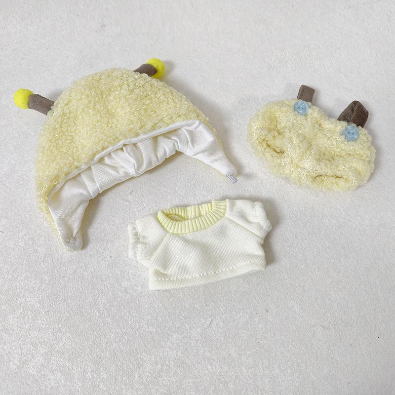 10CM Cotton Doll Bee Costume with Hat and Overalls Set