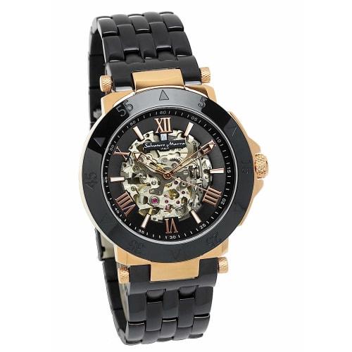 Salvatore Marra Watch Black Automatic Skeleton Business Formal Men's