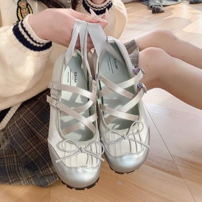 Fashion Women Ballet Flats Shoes Fashion Elegant Cross Strap Shoes Ladies Outdoor Dress Flats Fashion Shallow Ballerina Shoes