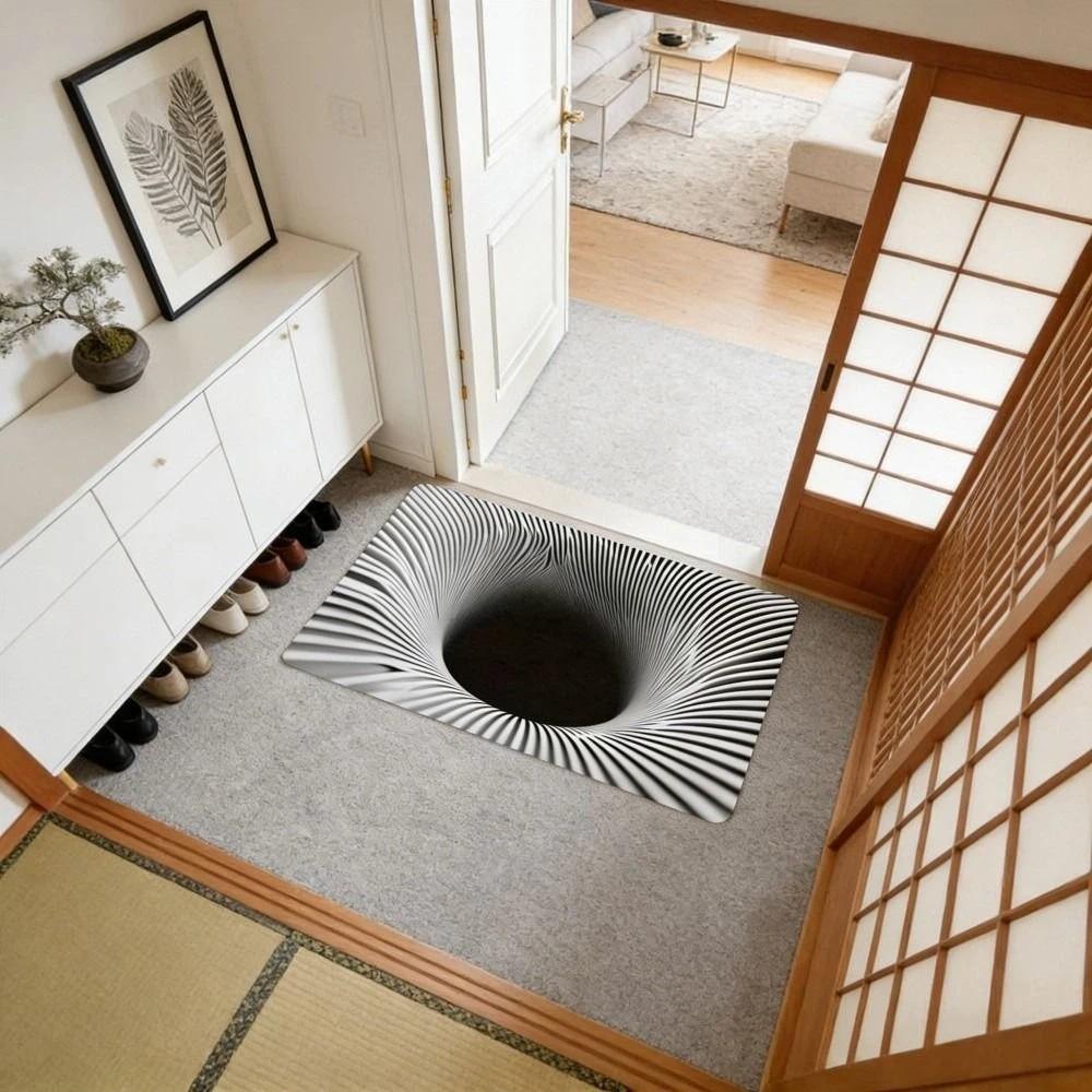 3D Flat Optical Illusion Doormat Non-slip Water-absorbing Bathroom Carpet Durable Abrasion-resistant Bedroom Door Rug Home