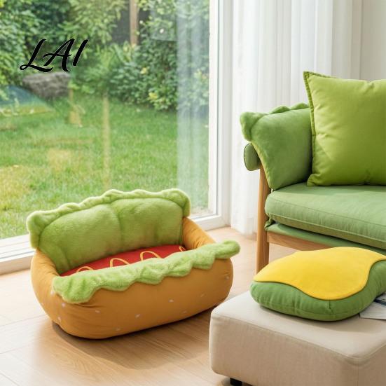 Removable Cover Pet Nest Hot Dog Bed Cozy Cute Washable Comfortable Dachshund Bed Mat Soft Plush for Small Dogs Cats Decorative Living Room