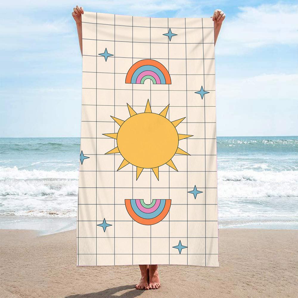 Buntes abstraktes Lächeln Strandtuch Lustiges Graffiti-Muster Mikrofaser-Badetuch Weiches Schnelltrocknendes Handtuch Strand Pool Reisen Camping