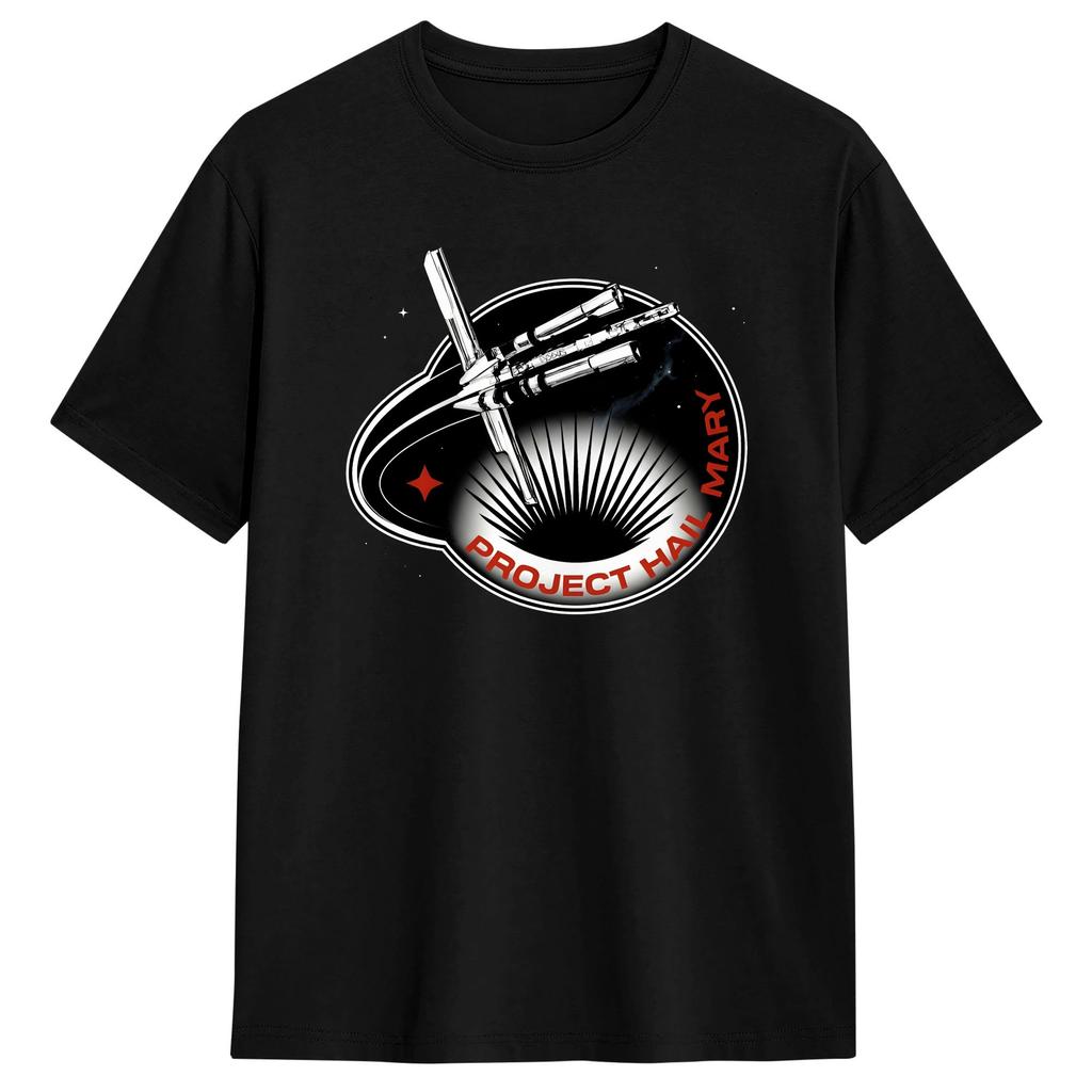 Project Hail Mary Space Mission Badge T Shirt For Unisex Pure Cotton Harajuku Crew Neck Short Sleeve Streetwear Oversized Tops