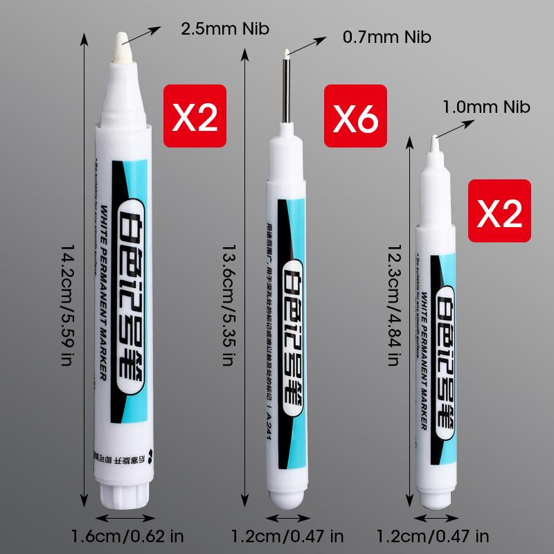 White Marker Oily Fine Tip Courier Waterproof Non-Fading Advertising Greeting Card Tire Glass Highlighter Pen Can Not Be Erased
