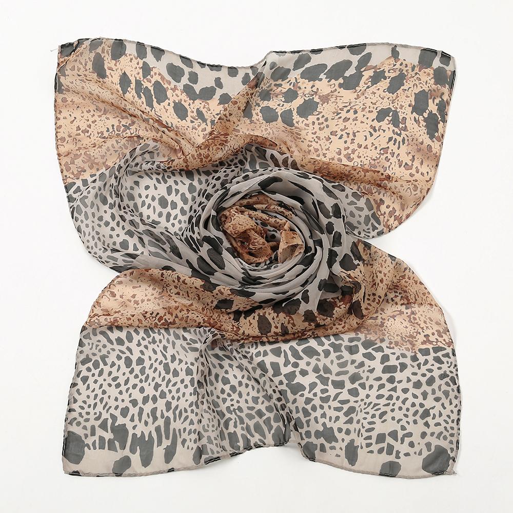150*50cm Spring New Leopard Print Scarf Women Long Shawl Light Soft Georgette Chiffon Hijab Classic Leopard Print Beach Towel