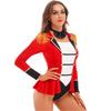 Damen Circus-Zirkusdirektor Rollenspiel Kostüm Langarm Overall Colorblock Patchwork Rock-Bodysuit