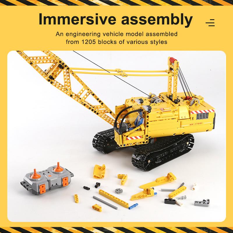 MOULD KING Jouets de construction techniques pour garçons, blocs de grue motorisés sur chenilles, briques à assembler, cadeaux de noël pour enfants, application RC