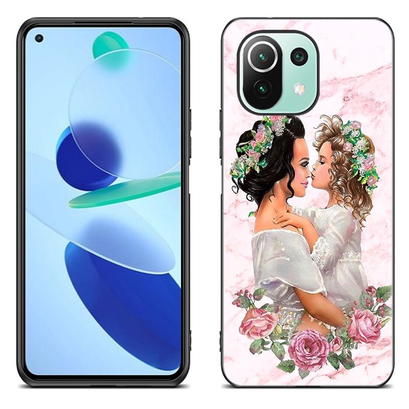 Baby Mom Girl Boy mramorové pouzdro pro Xiaomi Mi 11 Lite NE 11i 10T 11T Pro A2 A3 Lite POCO F3 M3 M4 C31 X3 Pro NFC GT černý kryt