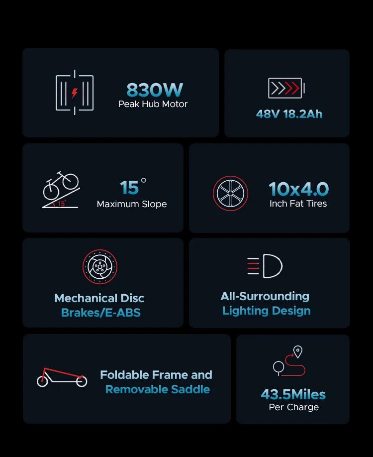 Y600 2025 EU Neu 830W Erwachsener Elektroroller 48v 18.2ah Max. Geschwindigkeit 45km/h Hydraulische Bremse Abnehmbarer Sitz Faltbarer Escooter