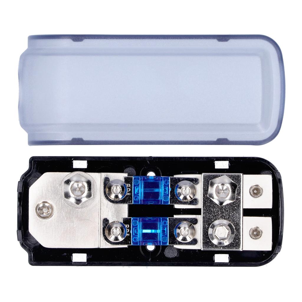 2 Way Fuse Holder Box 1 In 2 Out Distribution Block for Car Yacht Boat Stereo Audio Modification