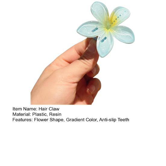 Yousheng Hair Claw Transparent Gradient Color Flower Shape Hair Clip Anti-slip Teeth Back Head Hair Claw Versatile Hair Accessory