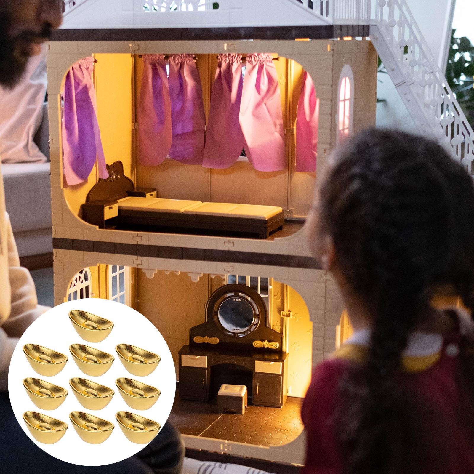 

10 шт. сувениры для вечеринки в честь китайского Нового года, украшения для террариума, мини-слитки, домашний декор в стиле денег 1.5X0.8X0.6CM золотистый